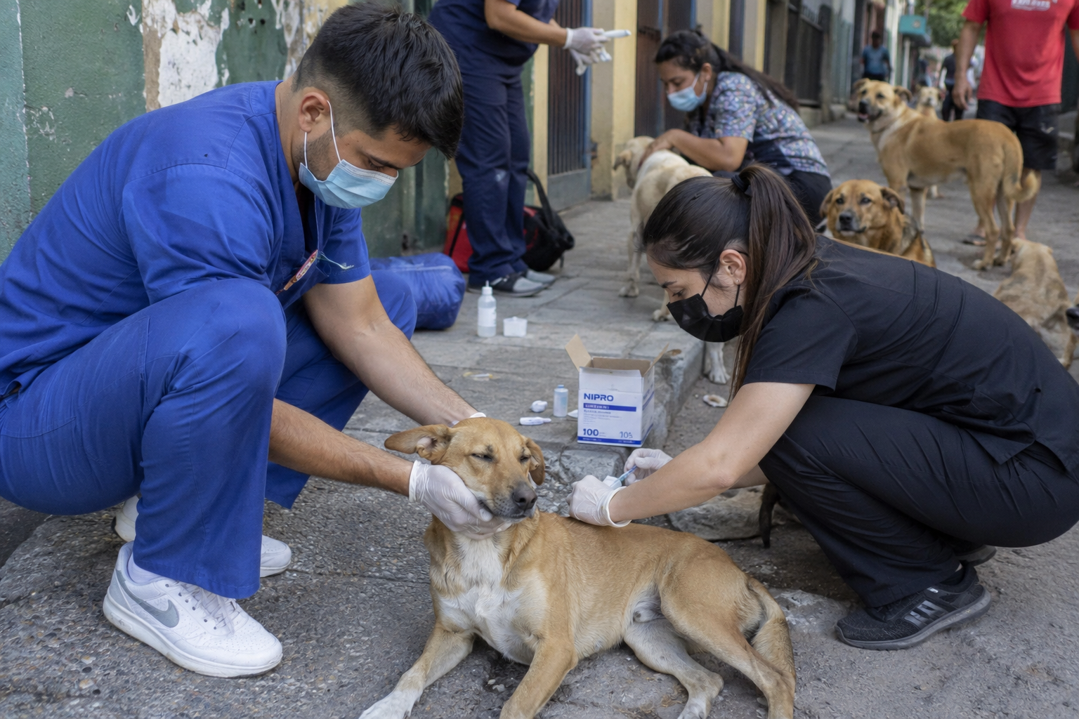 Esta perrita callejera necesita su tratamiento para — necesita ayuda